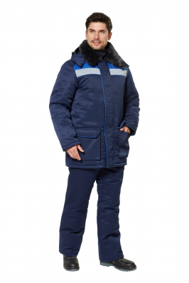 Куртка рабочая мужская зимняя "Прим" цвет темно-синий/василек